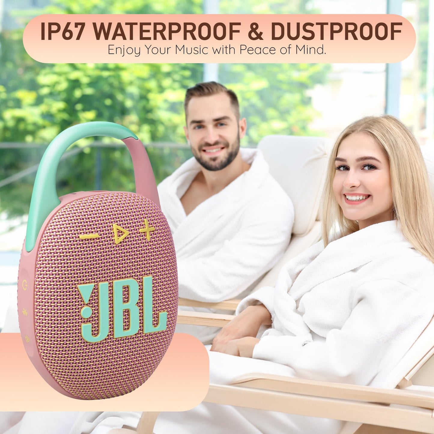 JBL Clip 5 Portable Bluetooth Speaker, IP67 Waterproof & Dustproof, Long-Lasting Battery - Squad - Boomph's Comprehensive Ultimate Performance Cloth