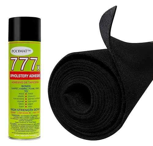 1 Glue+10ft x 45" (120"x45") Polymat Black Speaker Box Carpet + 777x Glue for Subwoofer,Cabinet,Car Audio,Boat,Trunk,Shelf,Roadcase,Underfelt