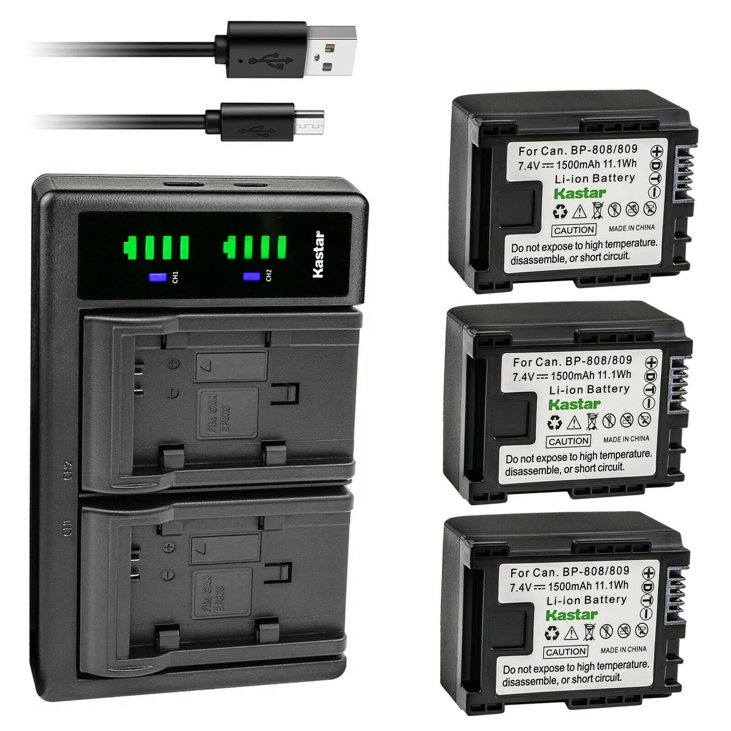 Kastar 3-Pack Battery and LTD2 USB Charger Replacement for Canon VIXIA HG20, VIXIA HG21, VIXIA HF G10 HFG10, VIXIA HF G20 HFG20 Camera