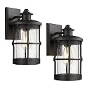 Rosient Outdoor Wall Sconces, Outdoor Wall Lights, Exterior Wall Mount Lighting, Wall Light Fixture in Black Finish with Seeded Glass (Black, 2 Pack)