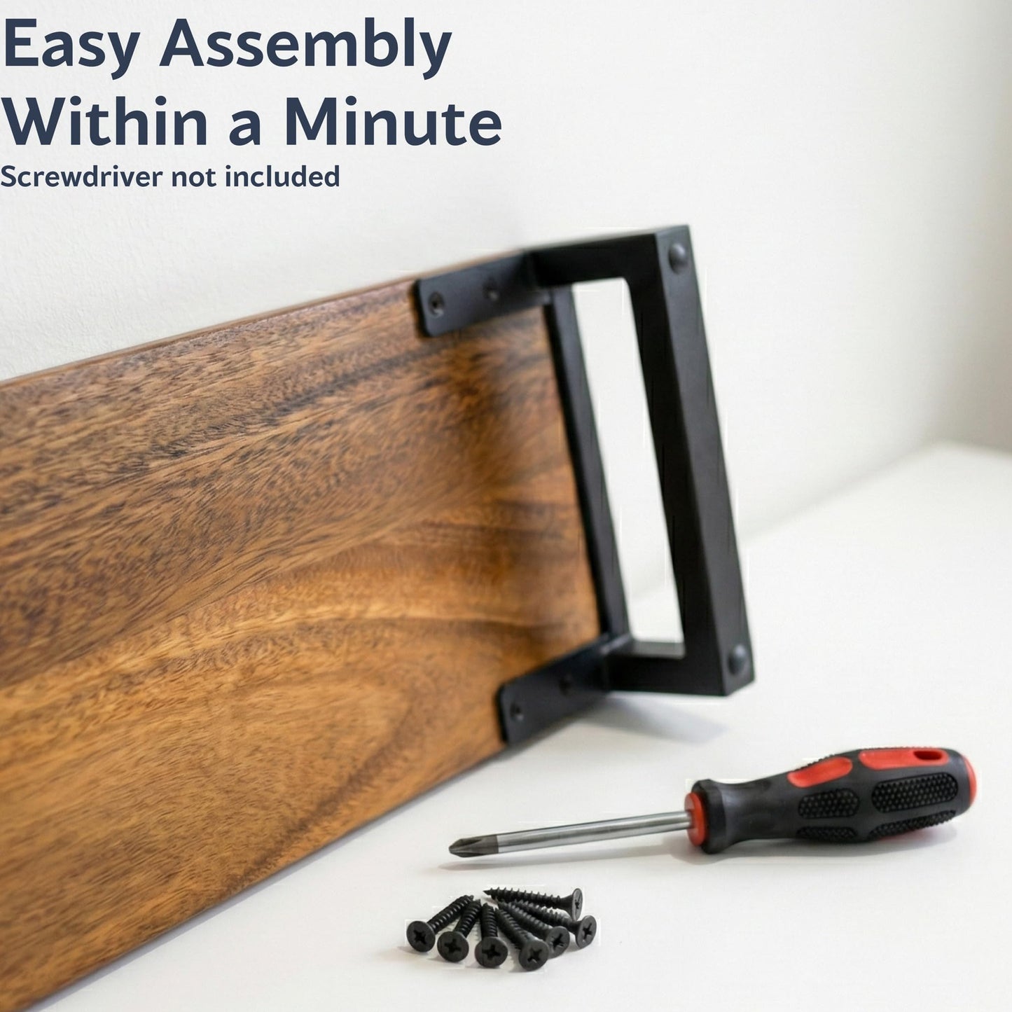 Dual Monitor Stand Riser for Desk - 40” Wide Walnut Solid Wood Desk Riser with Metal U-Legs, Scratch-Resistant, Hassle-Free Assembly