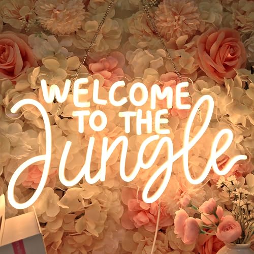 Welcome to the Jungle Neon Sign Home Wall Decor LED Neon Light Wall Sign for Safari Jungle Themed Party Baby Shower Background Bedroom Kids Birthday