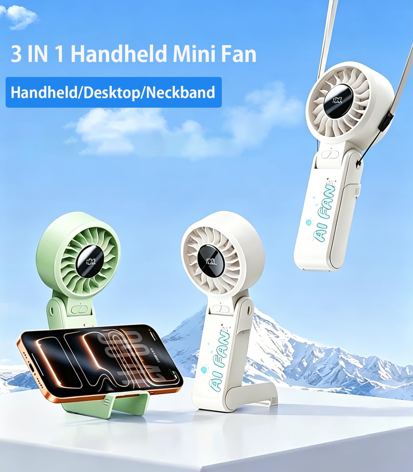 Blissfuhue 3 IN 1 Handheld Mini Fan - Portable Fan