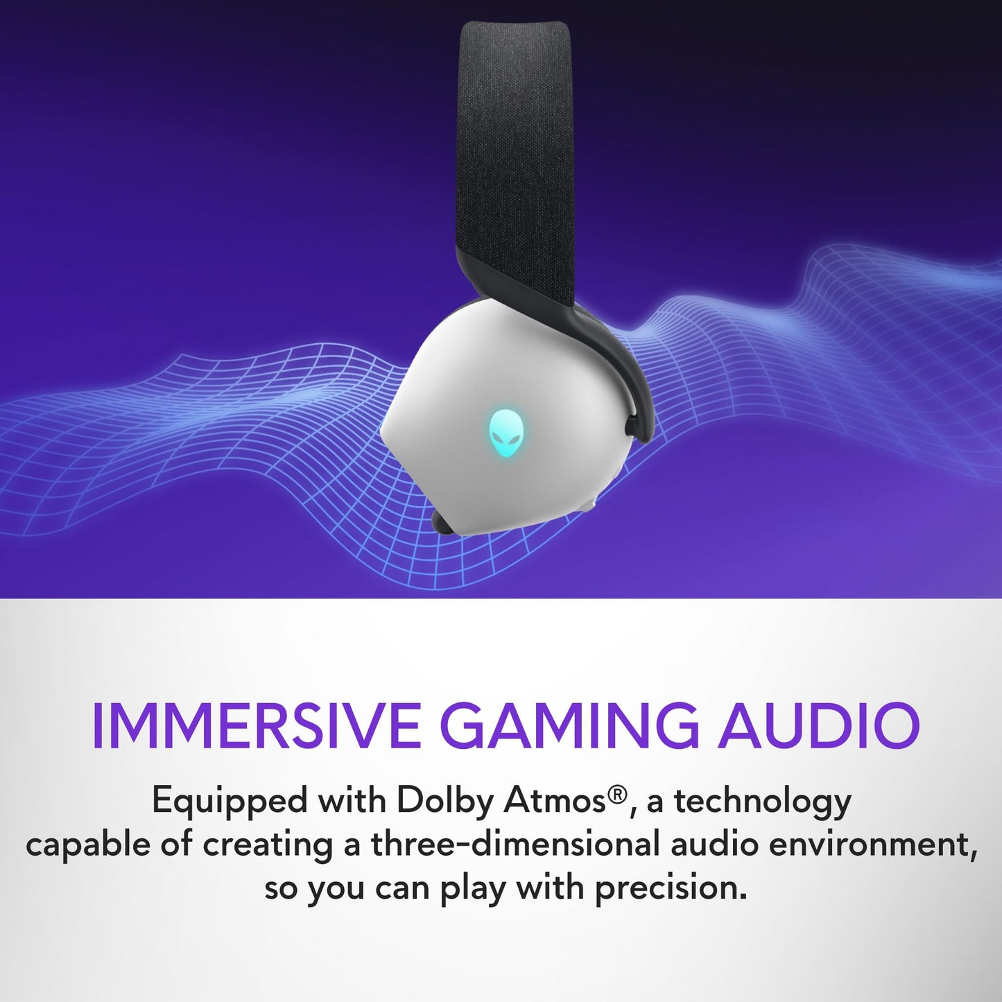 Alienware Tri-Mode Wireless Gaming Headset AW725H - Wired/Wireless, Bluetooth 5.3, Audio Output - 20 Hz, Mini-Phone (3.5mm), Battery Talk Time Up…