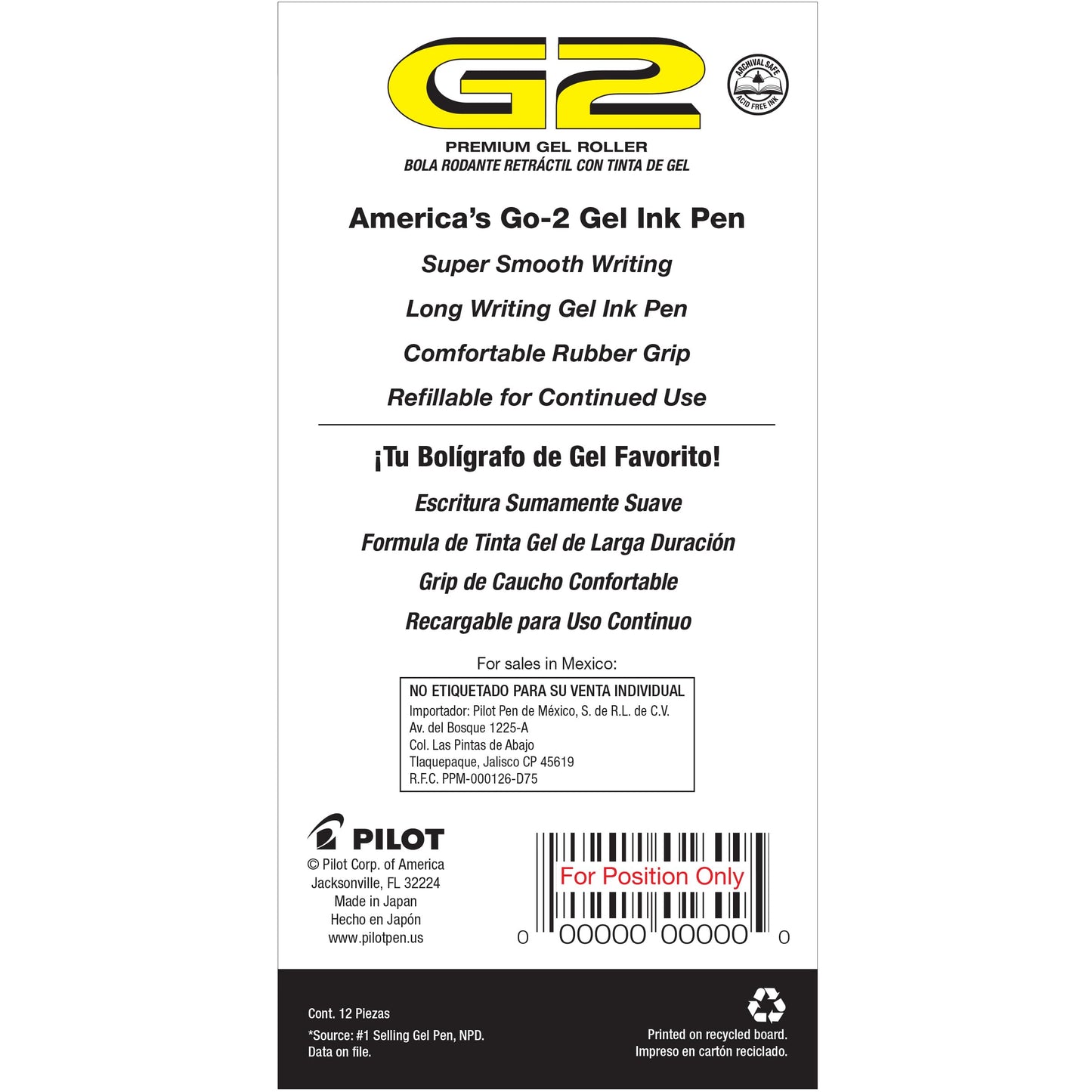 Pilot G2 Premium Gel Roller Pens, Bold Point 1 mm, Red Pens, Pack of 12 - Ideal for School, Journaling & Office Writing