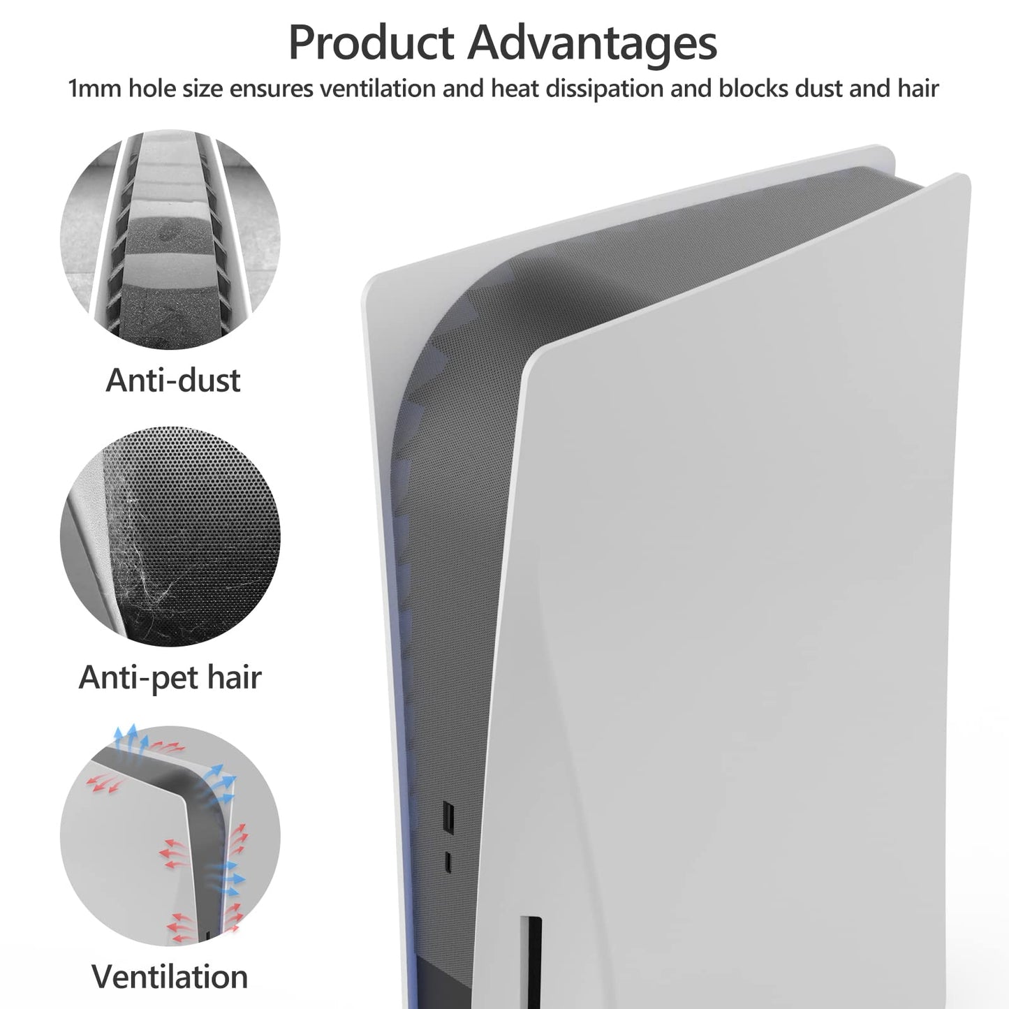 Dust Cover Net for PS5 Console, PS5 Heatsink Barrier Pets Hair Anti-dust Cover Dustproof for Playstation 5 Optical Drive Version/Digital Version Game