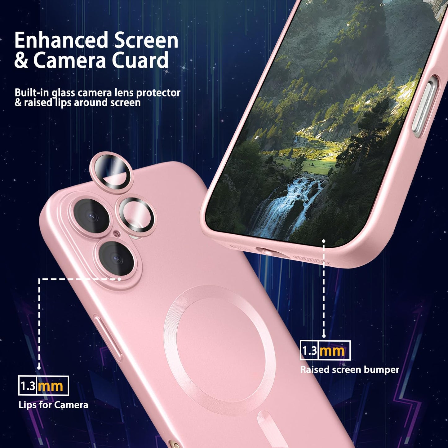 ankofave Magnetic for iPhone 16e Case, with Camera Lens Protector, Compatible with Magnetic, Slim Shockproof Bumper Soft Silicone Metallic Lustre