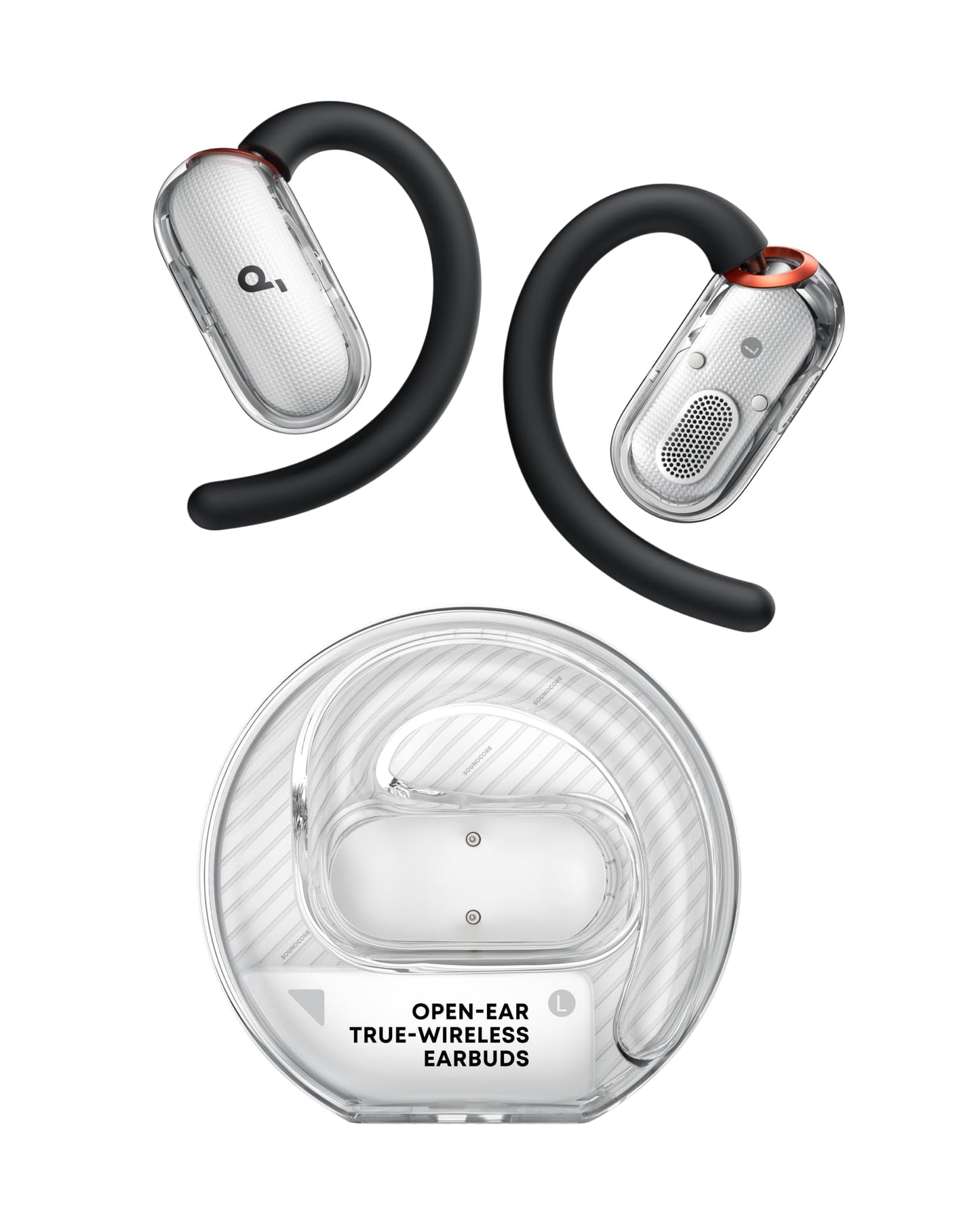 Soundcore V40i by Anker, Open-Ear Headphones, Clear Design, Lidless Case, 4 Adjustable Positions for Every Ear Size, Richer Bass, IP55, 21H Playtime…