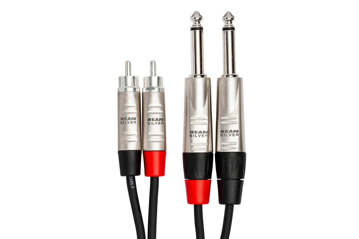 Hosa HPR-020X2 Pro Stereo Interconnect Cable - Dual REAN 1/4-inch TS Male to RCA Male - 20 foot