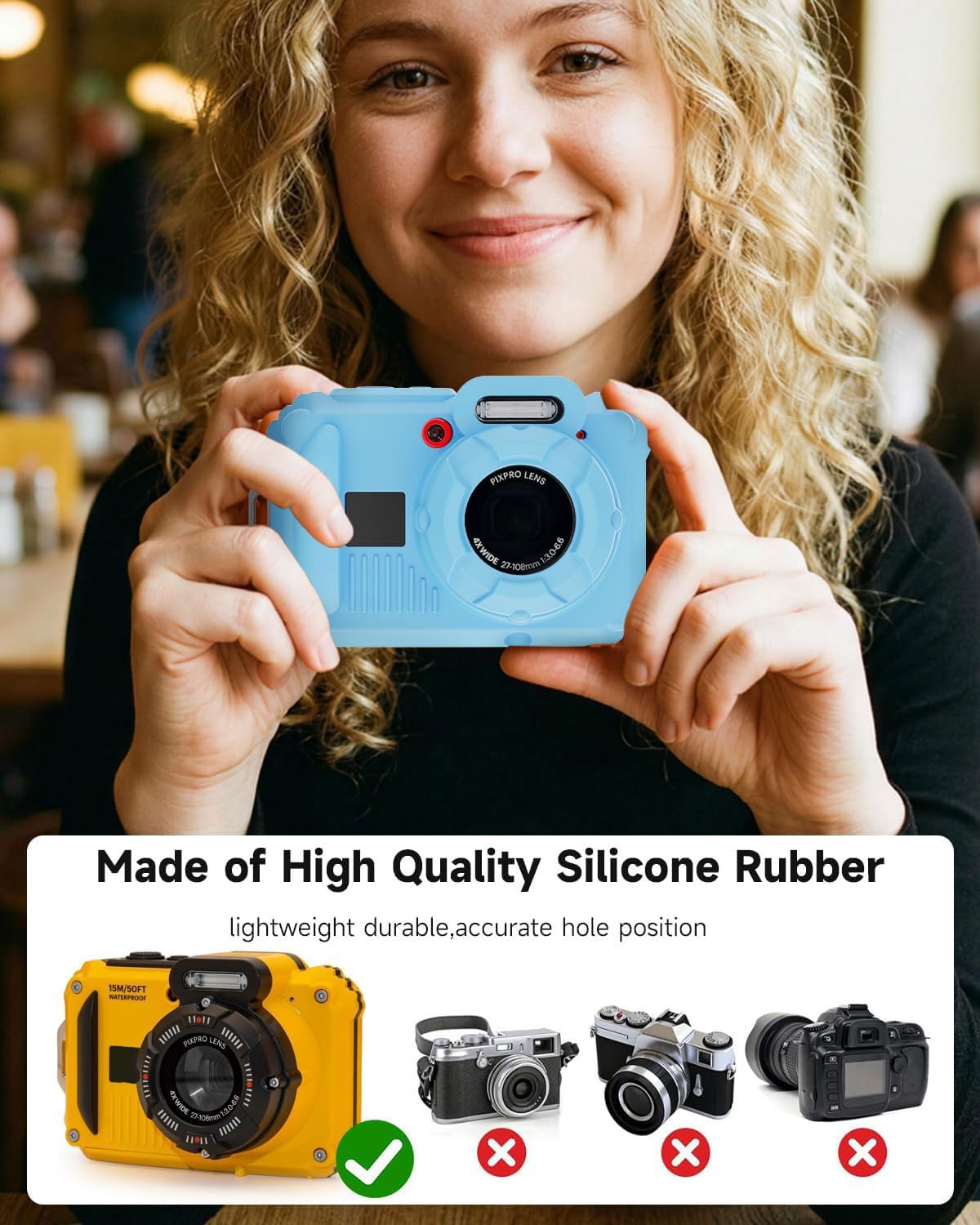 TUOOUT Silicone Protective case for Kodak Pixpro wpz2 Digital Cameras, with Screen Protector and Lanyard, for Kodak Pixpro wpz2 Accessories -(Light
