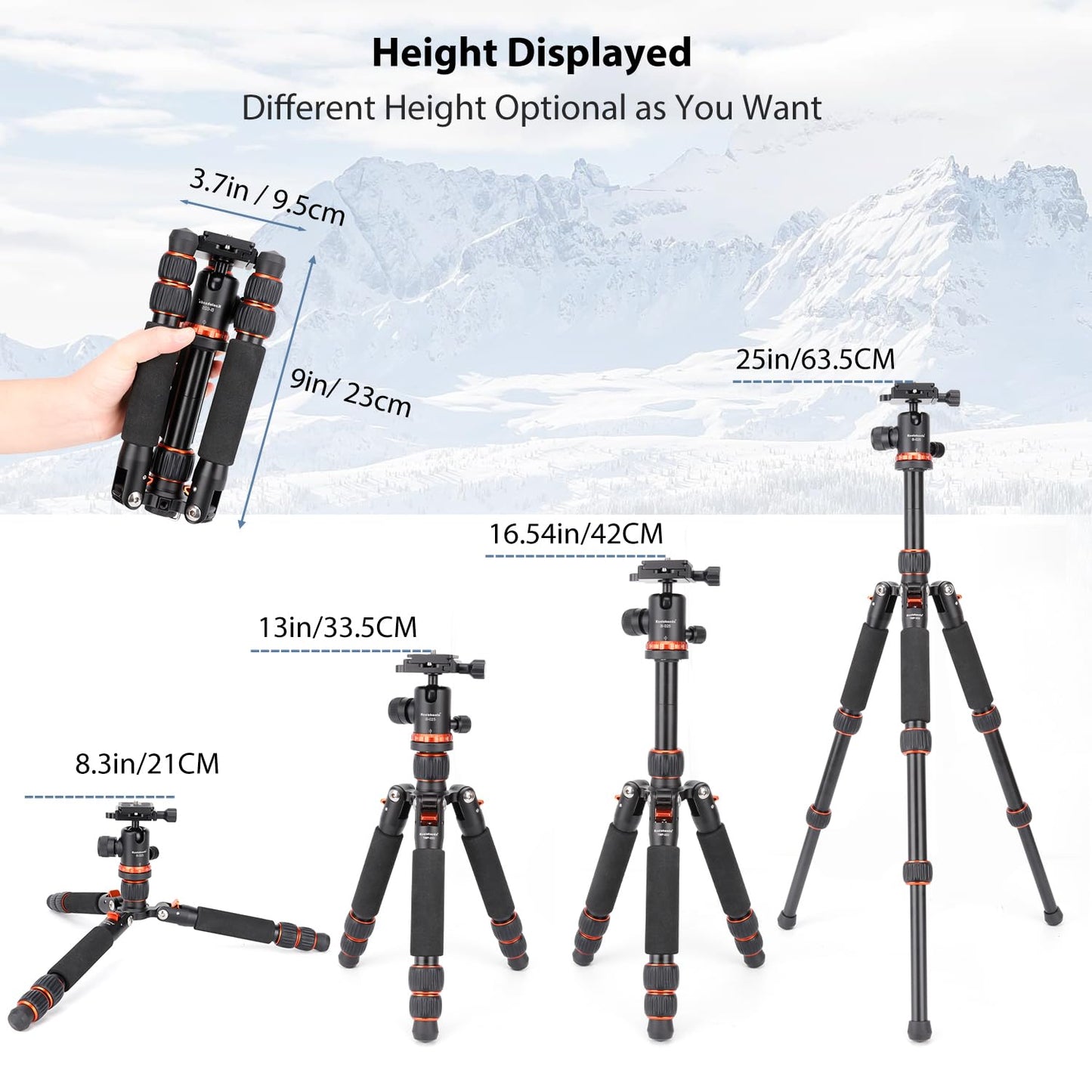 Koolehaoda Mini Desktop Tripod Aluminum Portable Camera Tripod 7"-25" Adjustable Desk Tripod with 360° Ball Head, 1/4" Quick Shoe Plate for DSLR