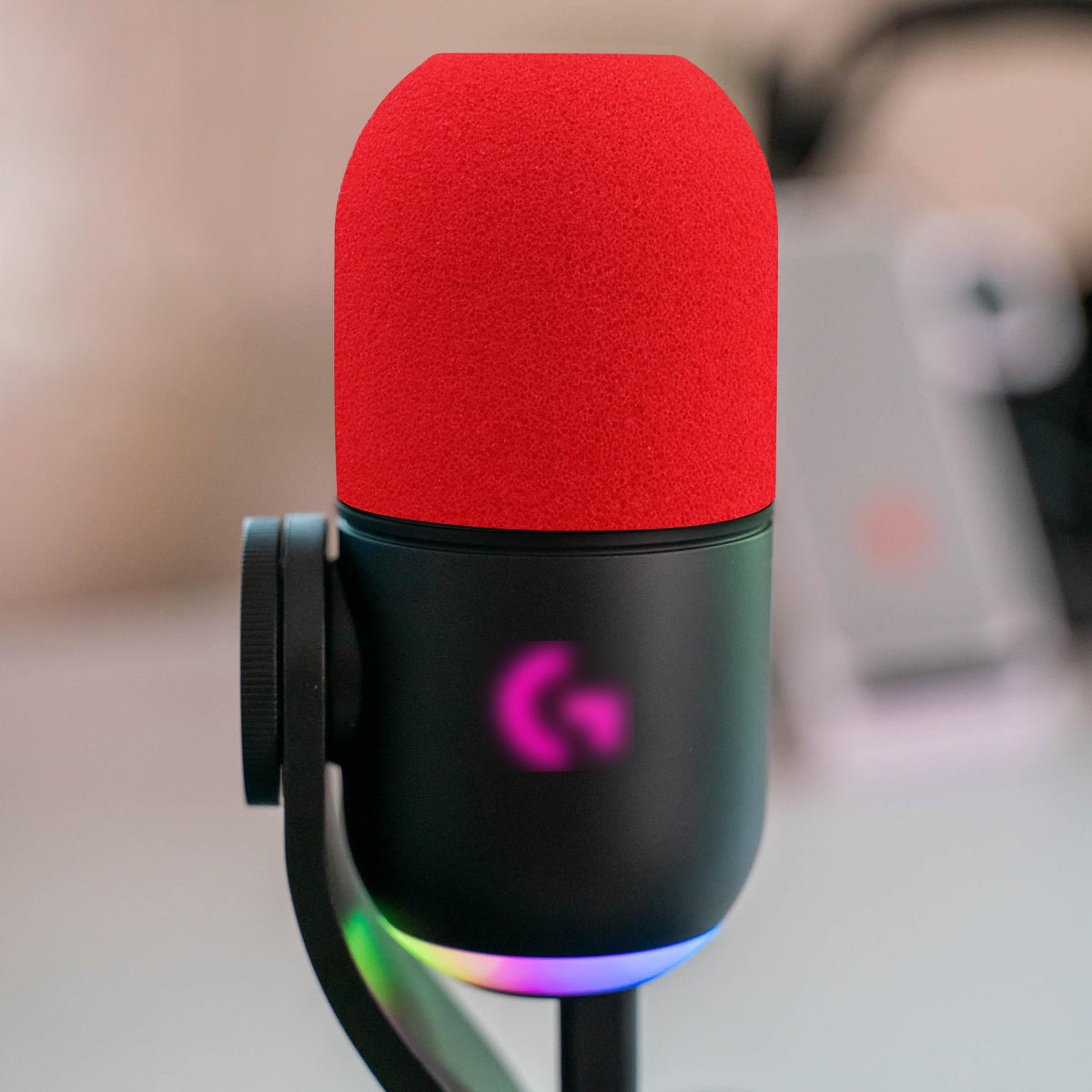 LEFXMOPHY Red Windscreen for Logitech G Yeti GX Dynamic RGB Gaming Microphone Replacement Pop Filter Mic Foam Cover