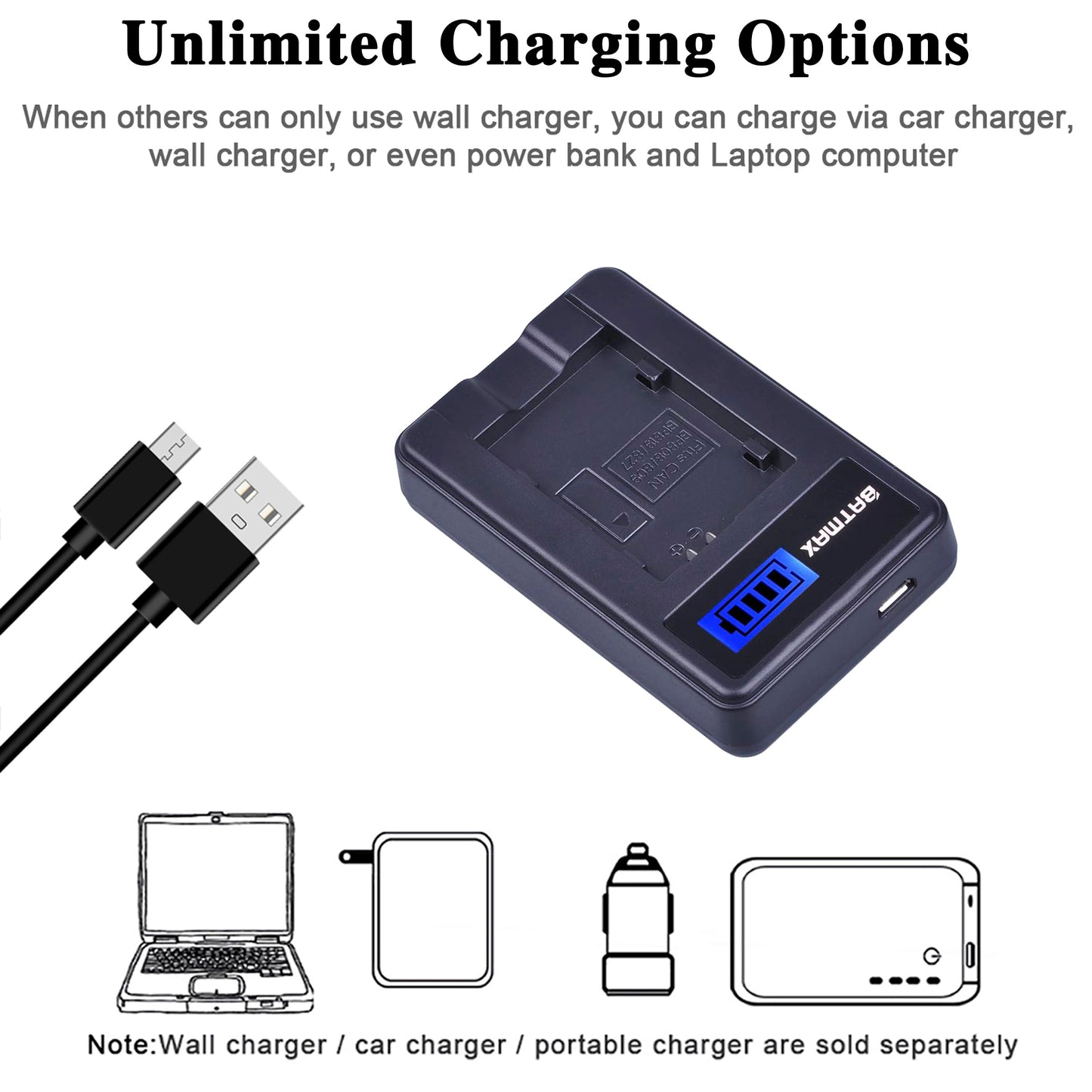 Batmax 1Pc 2900mAh BP-828 Battery + Quick LCD Charger for Canon VIXIA HF G50, HF G60, HF G70, XA15, XA20, XA25, XA60, XA65, XA70, XA75,XA40, XA45