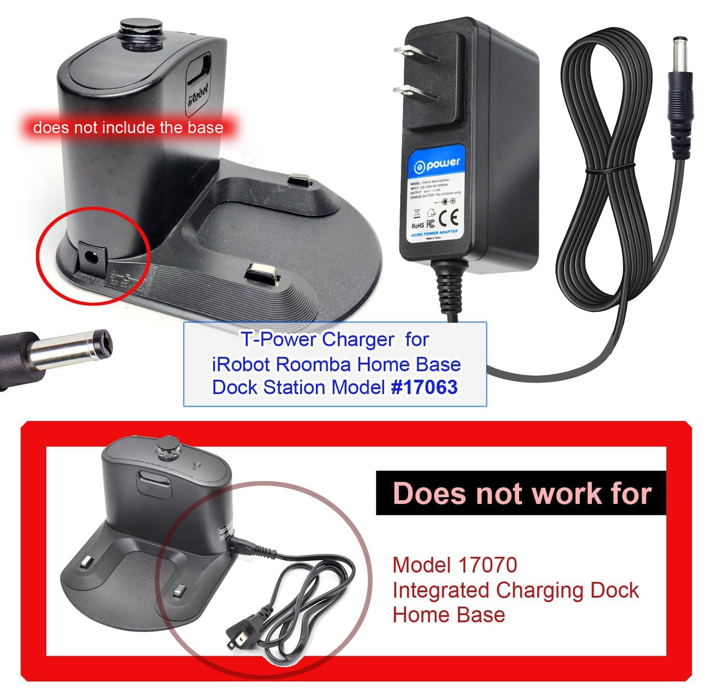 T POWER 22V Charger for IRobot Roomba 400 500 600 660 670 700 760 770 780 790 880, 400, 500, 600, 700, 800 Series Vacuum Cleaner Full Range…