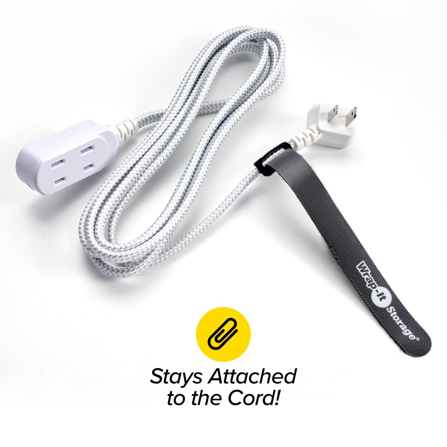 Self-Gripping Cable Ties by Wrap-It Storage, White, 40 Pack (5 Inch and 8 Inch Straps) - Reusable Hook and Loop Cord Organizer Cable Ties for Cord