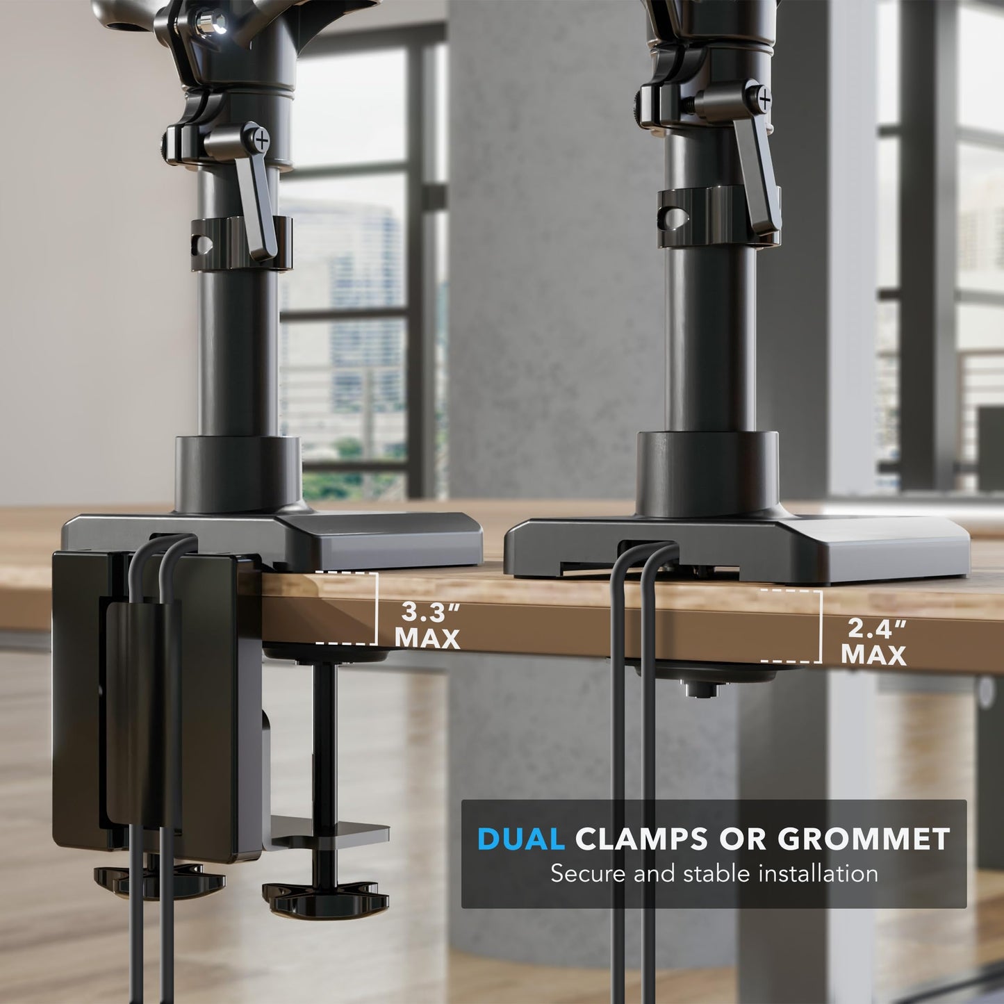 Mount-It! Triple Monitor Mount, 3 Monitor Desk Mount with Gas Spring Arms, Fits 13-32 Inch Screens up to 17.6 lbs per Arm, VESA 75 & 100, Clamp or