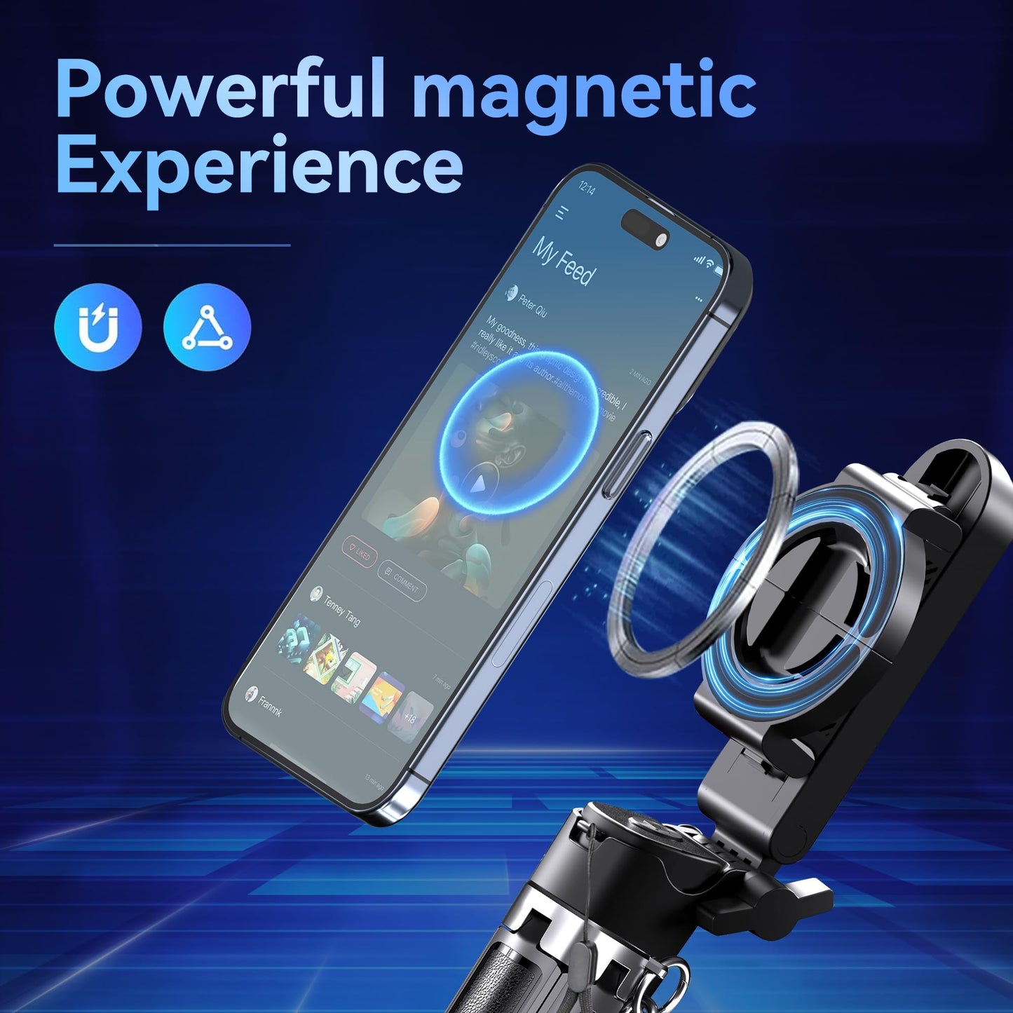 16.9" Tripod for Phone, Portable All in One Extendable Cell Phone Tripod Stand, Tall Travel Tripods for Recording Video Selfies Photo, with Wireless