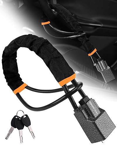 Tevlaphee Steering Wheel Lock Seat Belt Lock Universal Anti Theft Car Device Car Lock Car Theft Prevention with 3 Keys for Car Security Fit Most