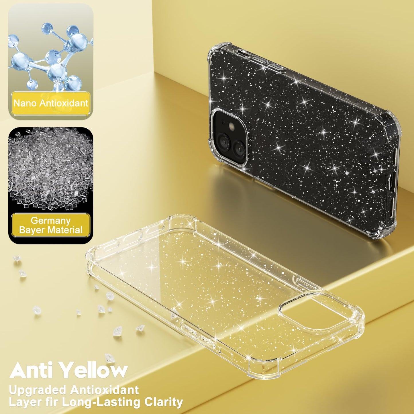 Svanove for iPhone 16 Case Silicone, Glossy Soft Rubber Gel Jelly Cute Protective Plastic Simple Plain Phone Case Cover for Women Girl, Slim Thin