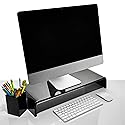 Acrylic Monitor Stand with Matching Pen Holder, 12mm Thick Clear Acrylic Monitor Riser, Laptop Stand for Home, Office, and Work. Computer Desk Riser