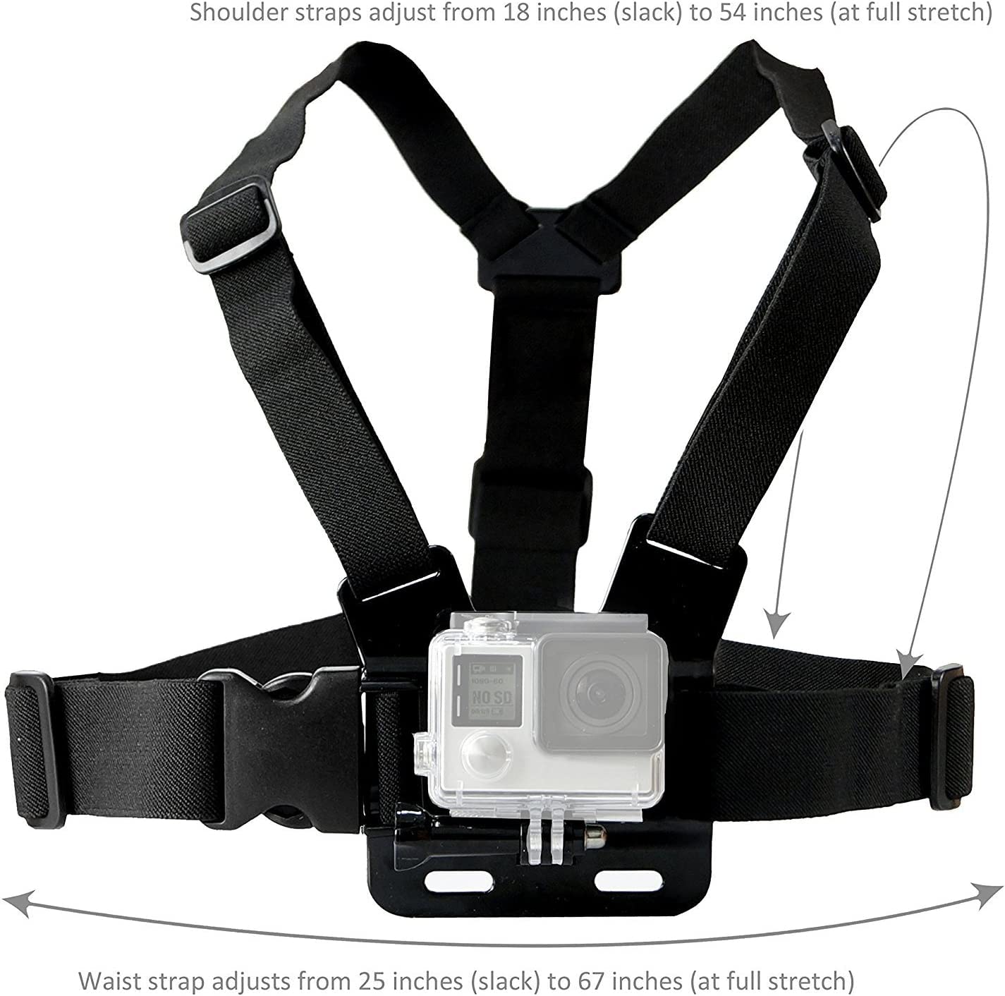 VVHOOY Universal Action Camera Accessories Bundle Head Chest Strap Mount/Selfie Stick/Floating Hand Grip Compatible with Dragon Touch/AKASO EK7000