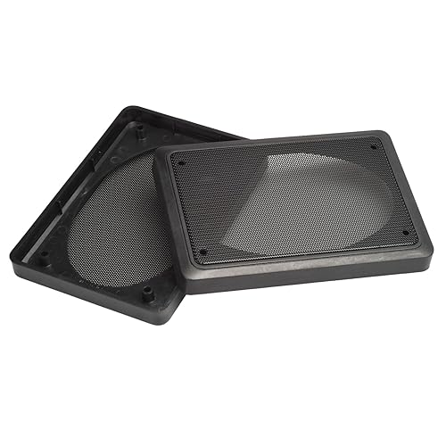 Speaker Grill Covers, 4 x 6 Inches, Black Satin A.B.S. Finish with Metal Mesh, Rectangular Shape, Pair