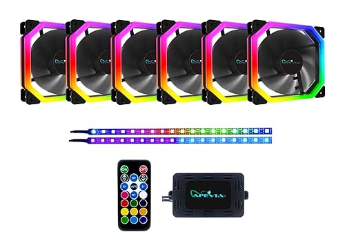 Apevia PN6P2-RGB Phoenix 120mm Silent Dual-Ring RGB Color Changing LED Fan with Remote Control, 16x LEDs & 8X Anti-Vibration Rubber Pads w/ 2 Magnetic