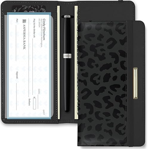 kakurookie letter checkbook cover, rfid blocking stylish, lightweight, slim durable, multi-functional holder for personal and business checks…