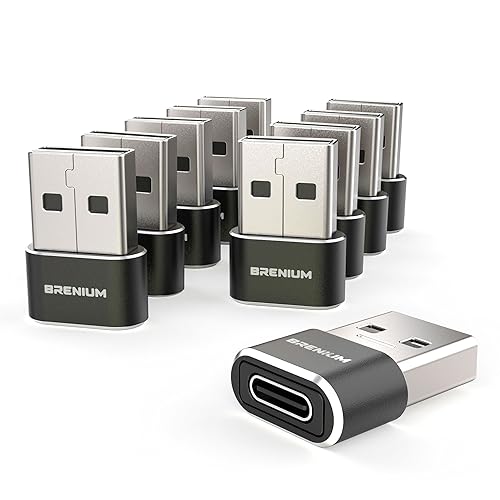 Brenium USB to USB C Adapter - iPhone 15, 16 Charging and Data Converter Type C Female to Type A Male, Compatible with Samsung Galaxy, iPad, Apple…