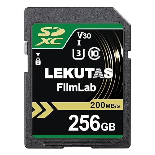 LEKUTAS 256GB SDXC UHS-I Memory Card - Up to 200MB/s Read Speed, C10, U3, V30, 4K UHD, Full-HD & 4K Video SD Card for Canon Nikon Sony Panasonic DSLR