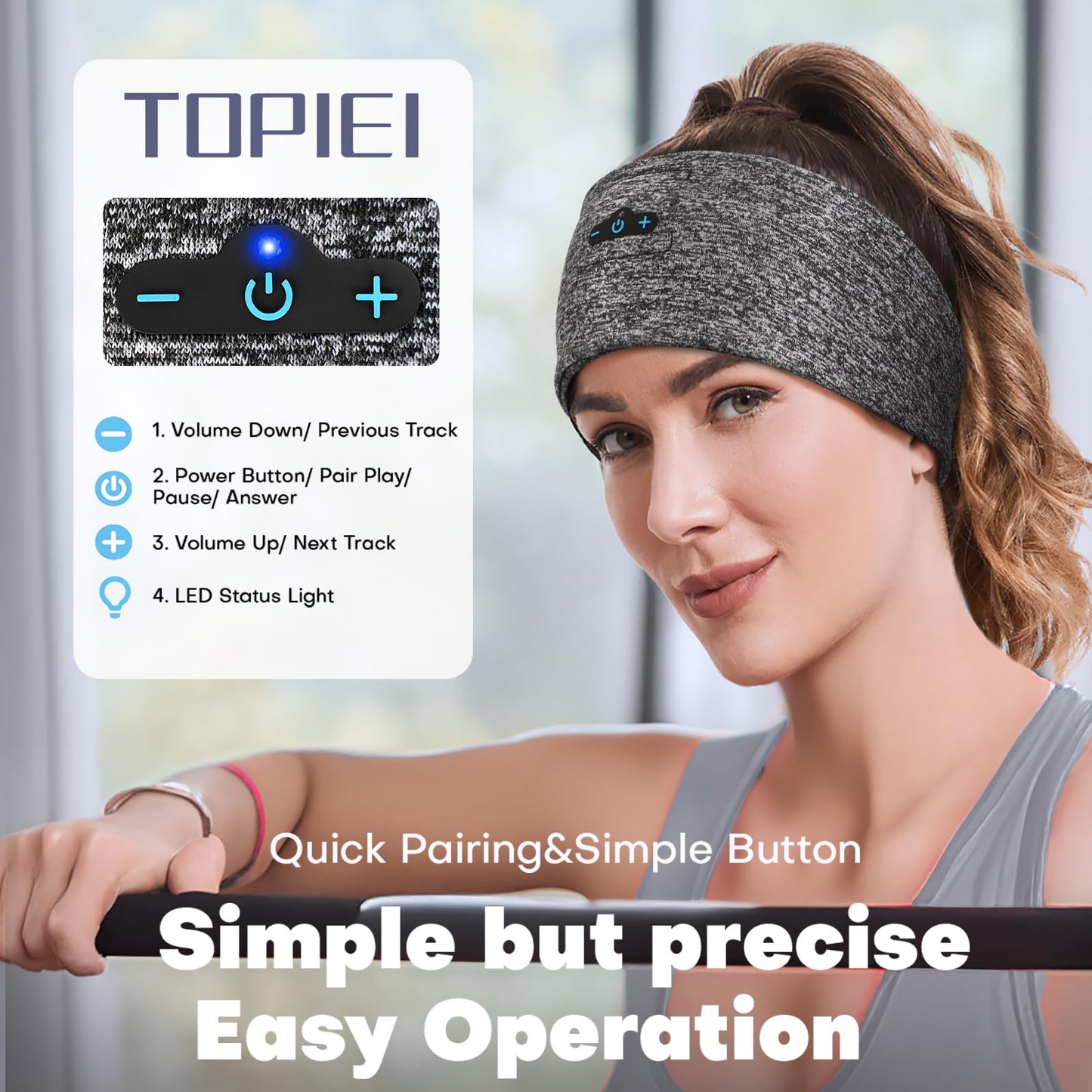 TOPIEI Sleep Headphones Bluetooth Headband for Side Sleeper 2-Pack, 17H Playtime, Wireless Headband Headphones with HD Stereo Speakers…