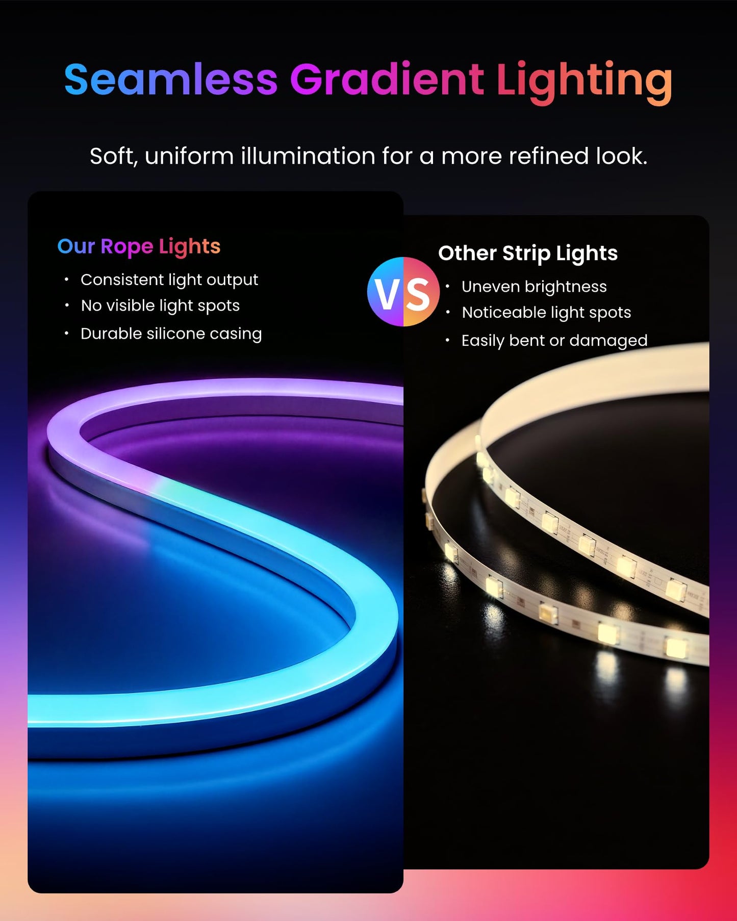 SwitchBot RGBIC Neon Rope Light, 5M Matter-Certified Neon Strip Lights Works with Apple Home, Alexa and Google Home, 16 Million Colors, Music Sync
