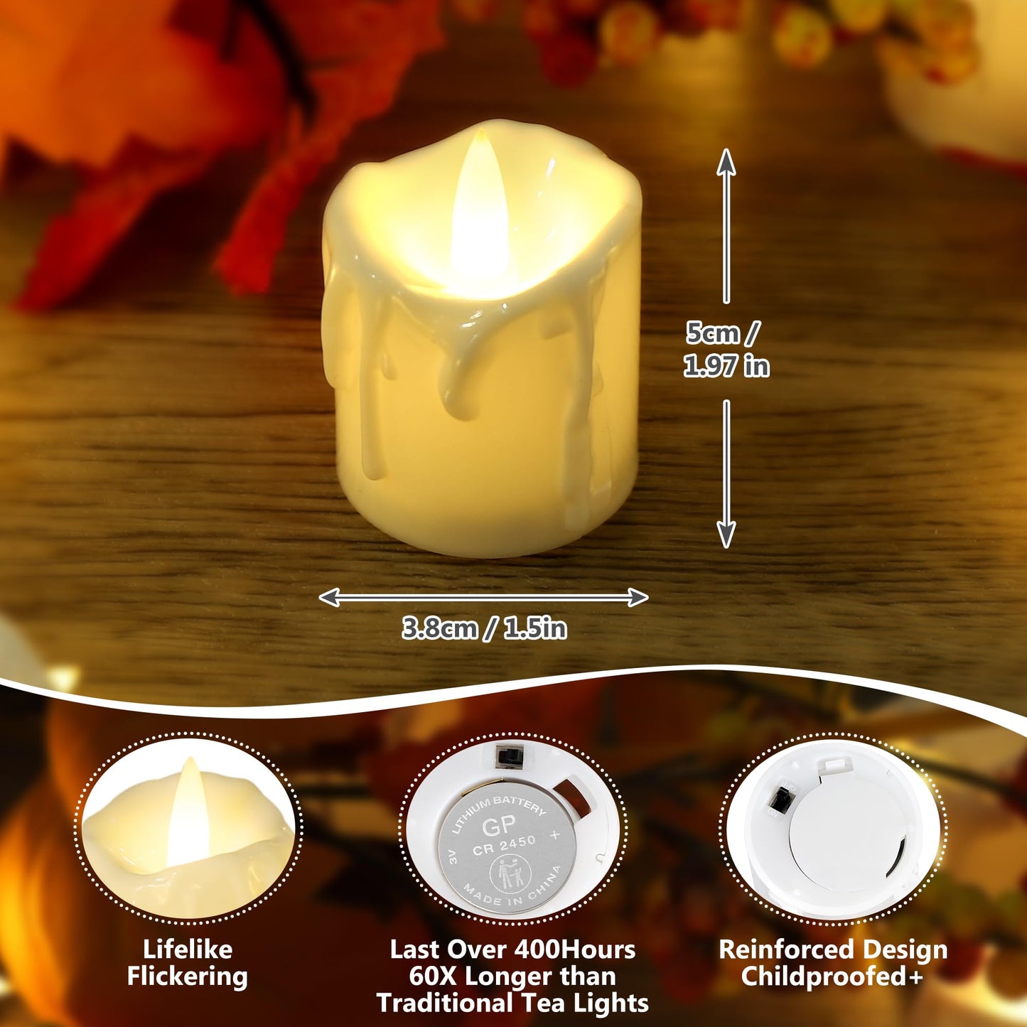 Topstone Flameless Candles with Remote Control?Battery Operated LED Candles with Timer & Dimmable Function, Realistic Wax Dripping Design, Perfect