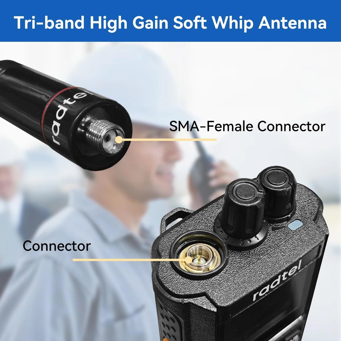 Radtel Tri-Band Flex Antenna RHD-771S 144//220/430Mhz 35cm/13.7inch SMA Female Foldable Soft Antenna Compatible with Baofeng Radtel RT-910B RT-470X