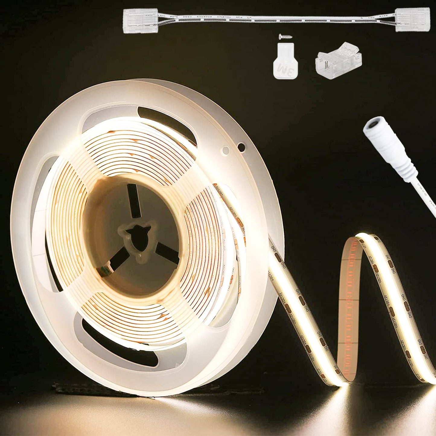 PAUTIX COB LED Strip Light 3780LEDs 24ft/7.5m Natural White 4000K,CRI90+ Super Bright High Lumen,Lead-Free Material 24V Flexible LED Tape,for