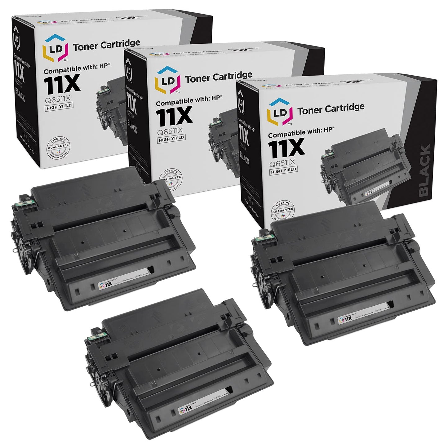 LD Compatible Toner Cartridge Replacement for HP 11X Q6511X High Yield (Black, 3-Pack) Compatible with LaserJet Printers 2420 2420d 2420dn 2420n 2430