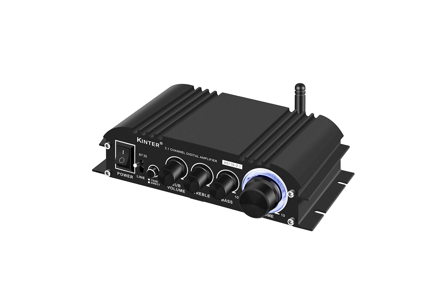 Kinter K3118-2.1 Bluetooth 5.0 Stereo Digital Receiver Amplifier 2.1 Channel Mini Hi-Fi Class D Amp 30 Watt x 2 Channels + 80 Watt Subwoofer for Home