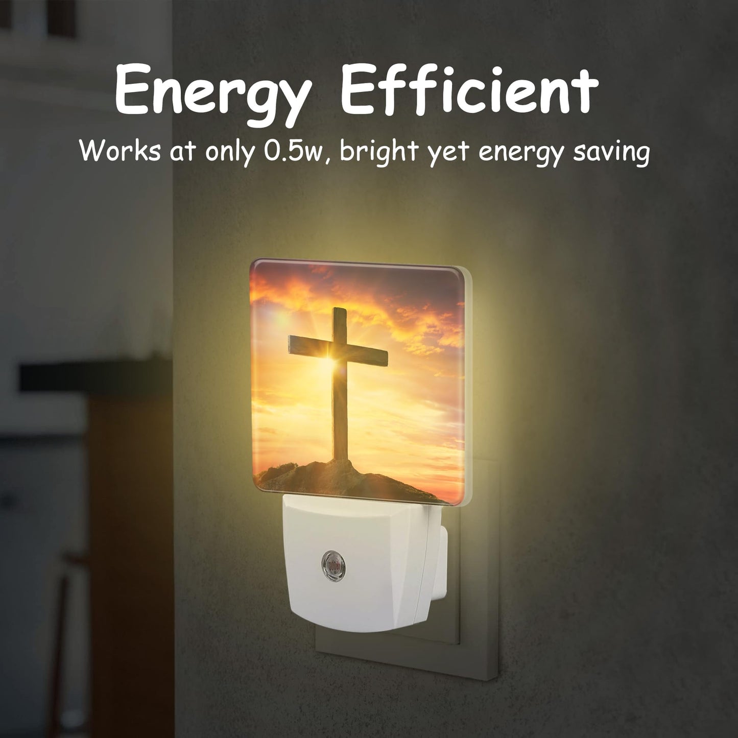 Neidius Christ Cross at Sunset Night Light for Kids Girls Boys,Crucifixion of Jesus LED Night Light Plug into Wall with Dusk to Dawn Sensor for Room