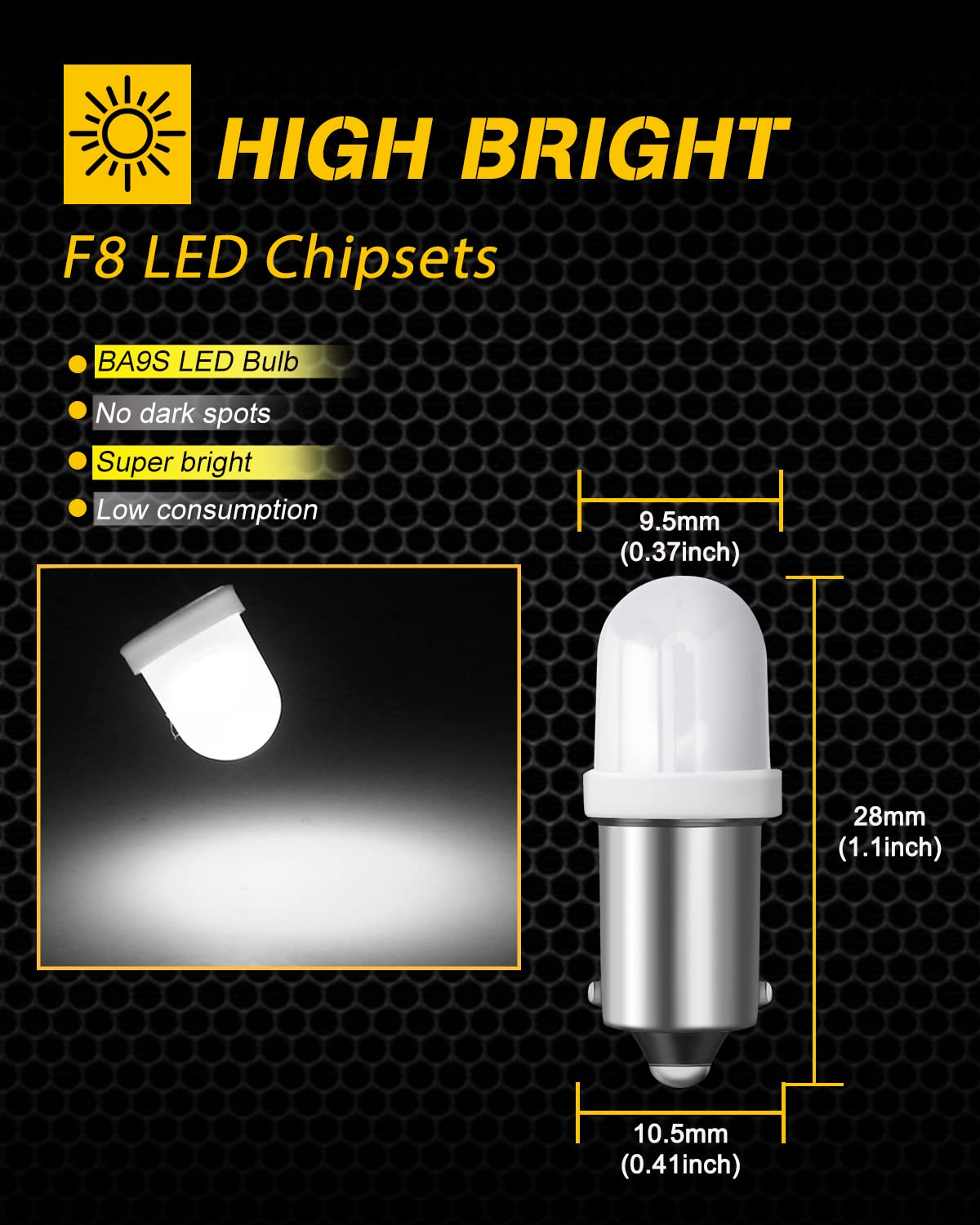 Qasim GE44 47 755 756 1893 1847 BA9S Pinball Led Bulb AC/DC 6V 6.3V White