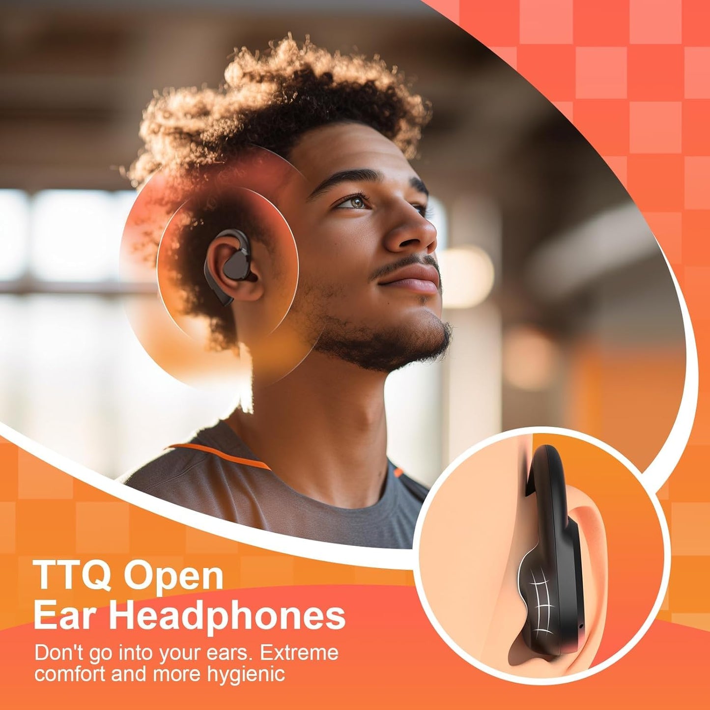 TTQ Open Ear, Open Ear True Wireless Headphones Bluetooth 5.3, Sports with Earhooks & Mic, 60H Playtime, Wireless Charging Case & LED Display…
