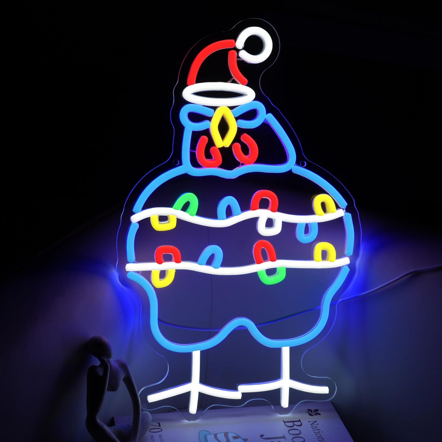 GNVETZLL Chicken Christmas Neon Sign Santa Hat Neon Light Sign Merry Christmas Rooster Neon Light for New Year Party Living Room Club Decoration(16.54