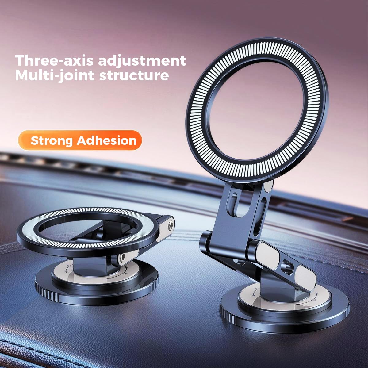 Micool Magnetic Car Phone Holder, Dashboard Mount with 360° Rotation & 720° Foldable Arm, Universal Strong Grip Tablet Stand for All Phones and Pad in