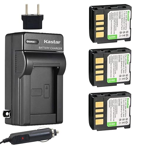 Kastar BN-VF707 Battery (3-Pack) and Charger Kit for JVC GZ-DF240, GZ-DF270, GZ-DF470, GZ-MG27, GZ-MG37, GZ-MG39, GZ-MG40, GZ-MG47, GZ-MG50, GZ-MG57