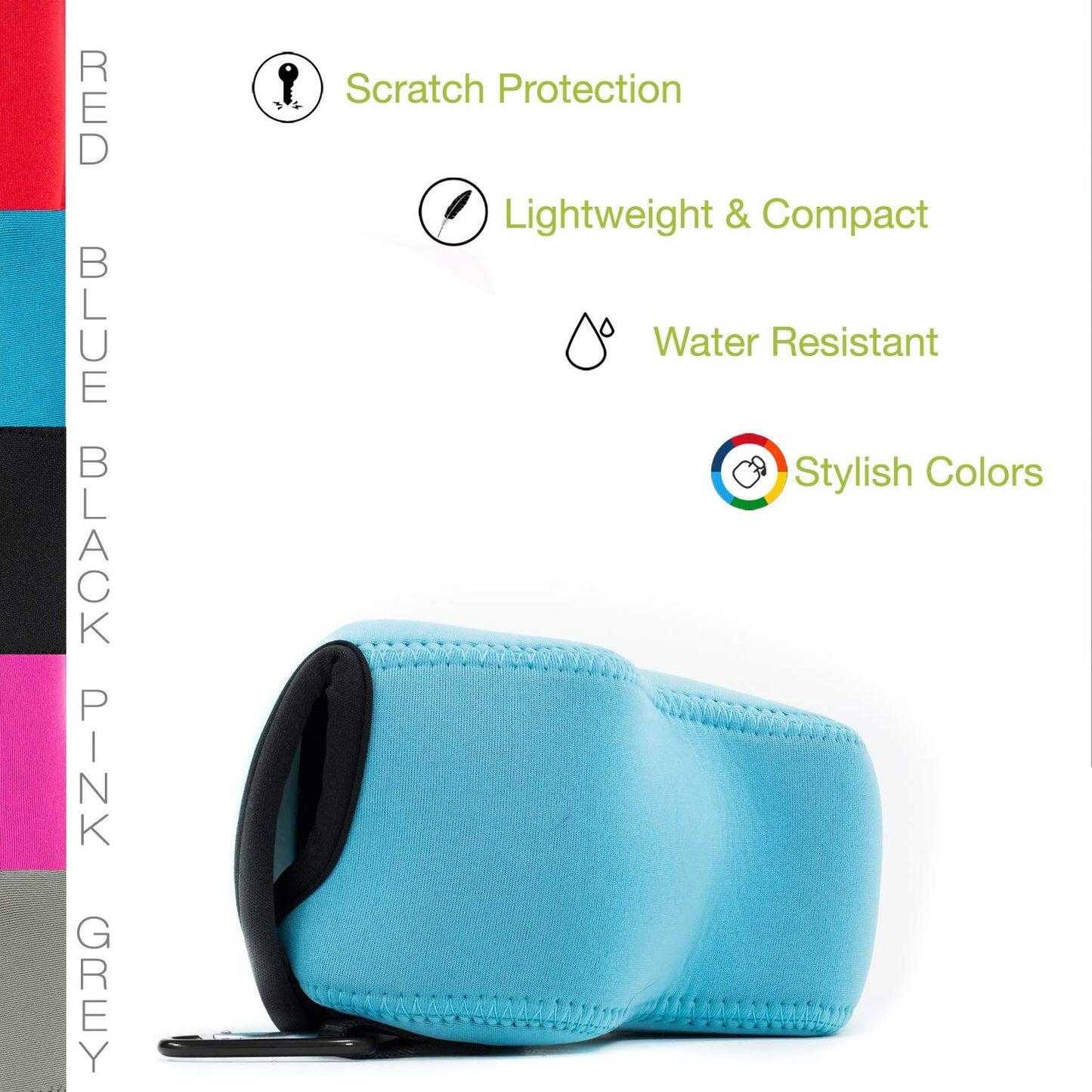 MegaGear Panasonic Lumix Dc-Fz80, Fz82 Ultra Light Neoprene Camera Case, With Carabiner - Blue - MG1167, PU Leather