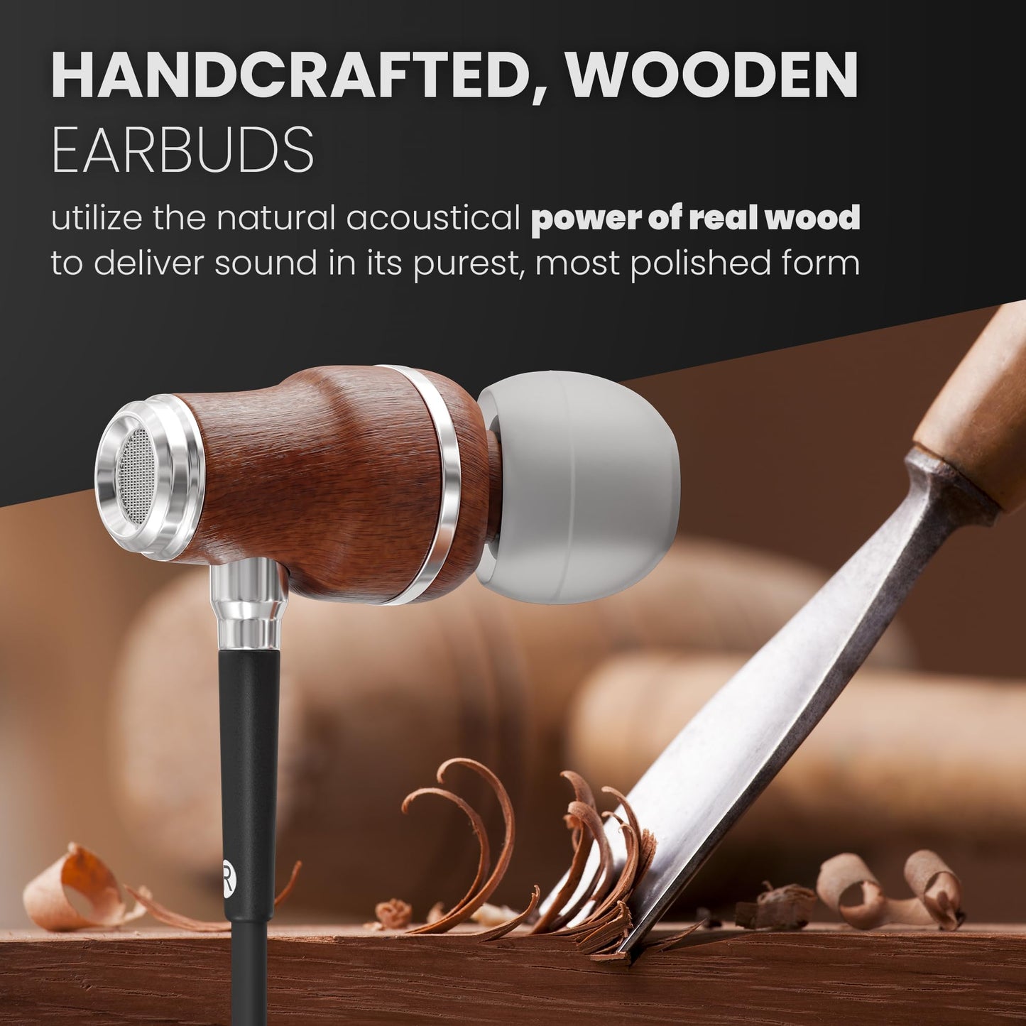 Symphonized iPhone Earphones Wired Deep Bass Sound, 3D Sound, Microphone Volume Control, Noise Isolation, Bubinga Wooden with Lightning (Apple MFI
