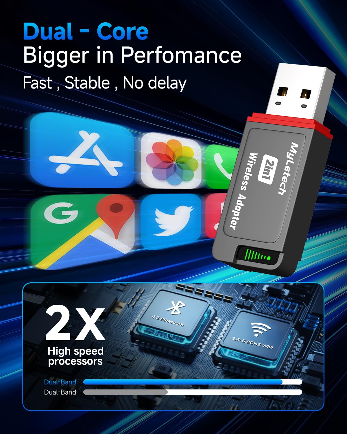Wireless CarPlay Adapter for iPhone & Android, 2026 Upgraded Wired to Wireless for Apple CarPlay, Mini USB Design Car Play Adapter with Type-C