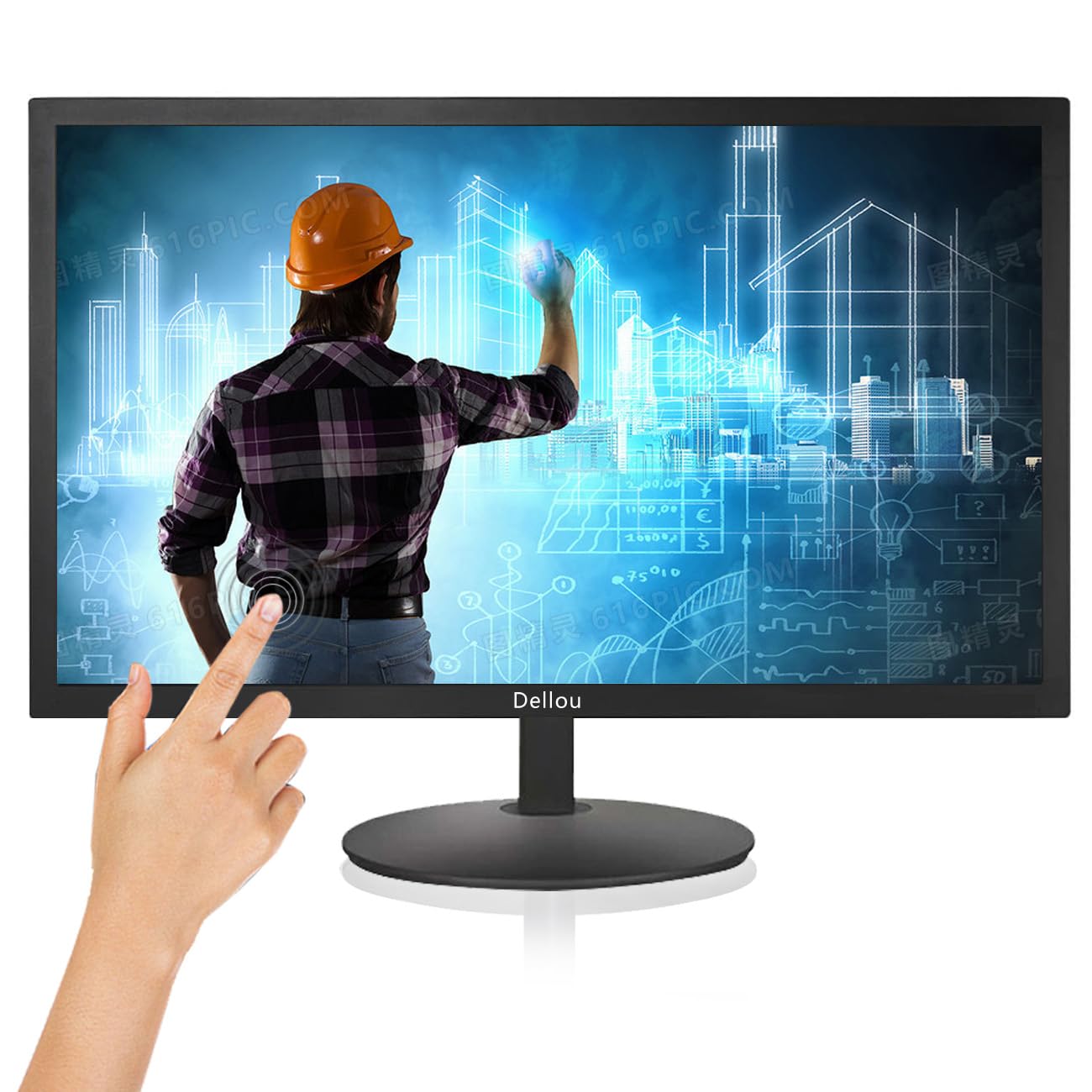 Elweyoo 19 inch Touch Screen Monitoring LCD Display Security Camera Monitor Multi-Function Interface HDMI, AV, BNC, VGA, USB, PC Input CCTV Computer