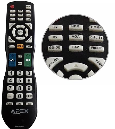APEX LD200RM Remote Control for all APEX LCD & LED TV for selected models only