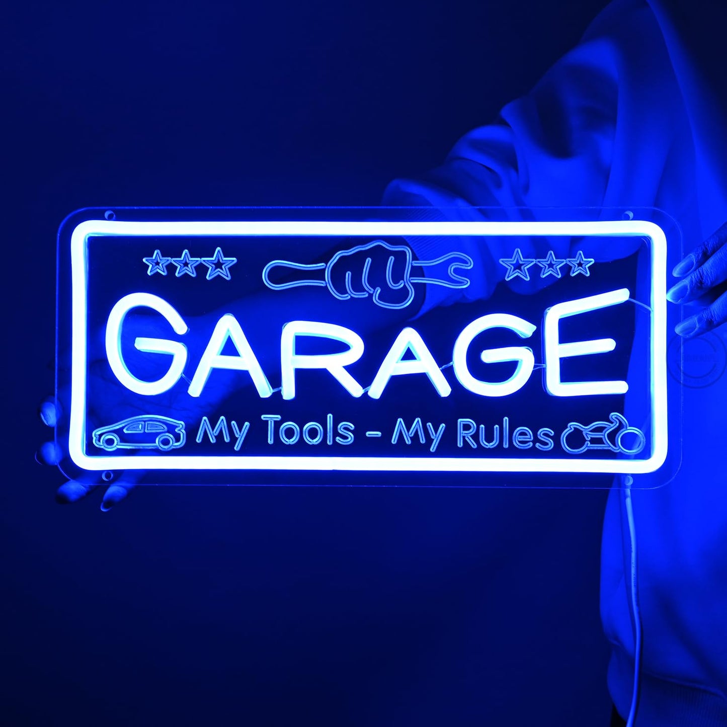 Britrio Blue Garage Neon Sign for Man Cave Garage Tool Room Shop Wall Art Sign Decoration Father's Day Christmas Birthday Gift for Dad Husband 5V USB