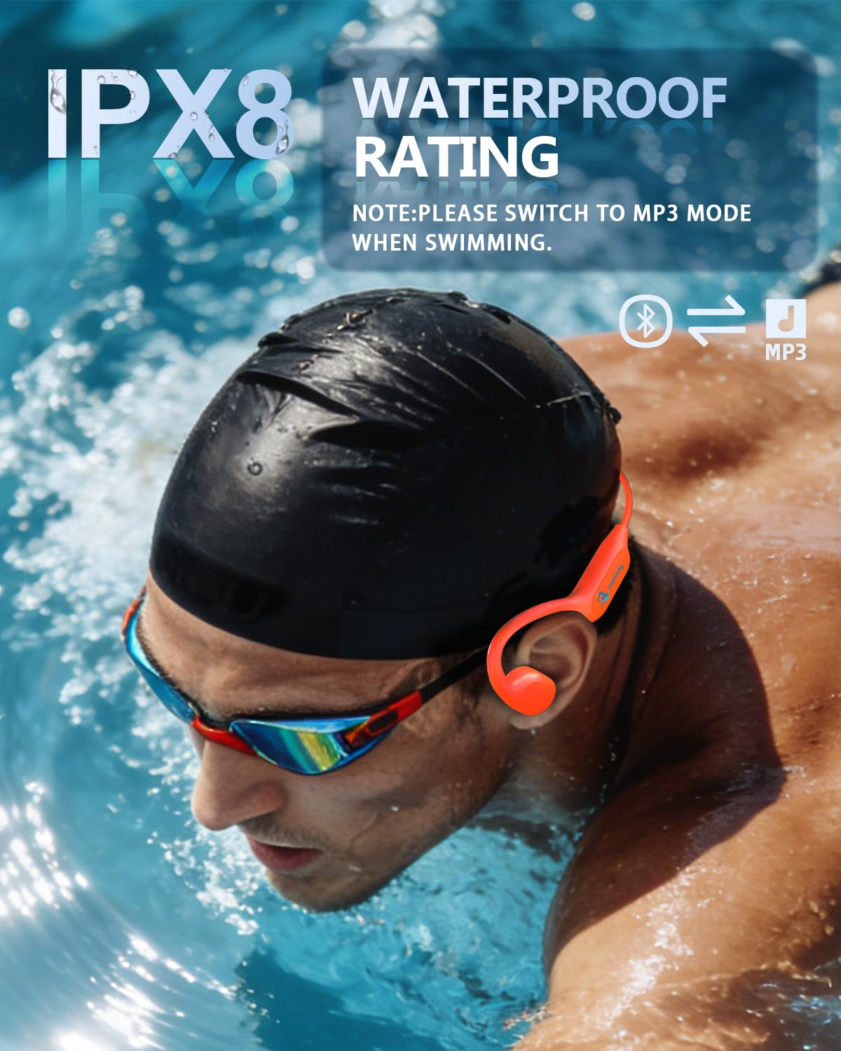 Swimming Headphones Bone Conduction Bluetooth 6.0 IPX8 Waterproof 32G MP3